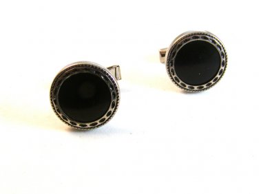 Vintage Silver Tone & Red Cufflinks