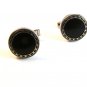 Vintage Silver Tone & Red Cufflinks