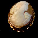 Vintage Gold Filled Shell Cameo Lady Brooch Pendant