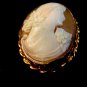 Vintage Gold Filled Shell Cameo Lady Brooch Pendant