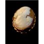 Vintage Gold Filled Shell Cameo Lady Brooch Pendant
