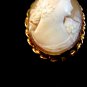 Vintage Gold Filled Shell Cameo Lady Brooch Pendant
