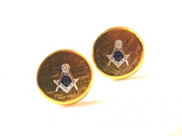 Vintage Gold Tone & Silver Tone Round Masonic Cufflinks