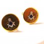 Vintage Gold Tone & Silver Tone Round Masonic Cufflinks