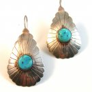 Vintage American Silver & Turquoise Pierced Earrings