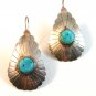 Vintage American Silver & Turquoise Pierced Earrings