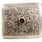 Ladies Handmade Sterling Silver & Garnet Belt Buckle Unmarked 101614