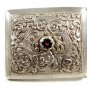 Ladies Handmade Sterling Silver & Garnet Belt Buckle Unmarked 101614