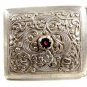 Ladies Handmade Sterling Silver & Garnet Belt Buckle Unmarked 101614