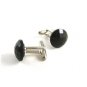 Unmarked Silvertone & Black Button Cufflinks 11062013ooi