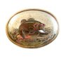 Vintage Silver & Gold Tone Enameled Bass Fish Western Belt Buckle