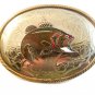 Vintage Silver & Gold Tone Enameled Bass Fish Western Belt Buckle