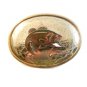 Vintage Silver & Gold Tone Enameled Bass Fish Western Belt Buckle