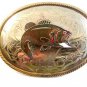 Vintage Silver & Gold Tone Enameled Bass Fish Western Belt Buckle