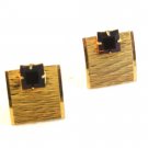Vintage Gold Tone & Red Rhinestone Cufflinks