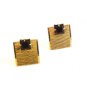 Vintage Gold Tone & Red Rhinestone Cufflinks