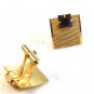 Vintage Gold Tone & Red Rhinestone Cufflinks