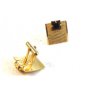 Vintage Gold Tone & Red Rhinestone Cufflinks