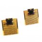 Vintage Gold Tone & Red Rhinestone Cufflinks