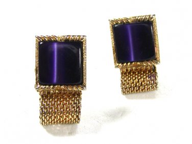 Vintage Goldtone & Purple Wrap Around Cufflinks Unbranded 71215