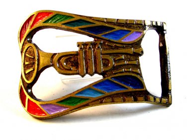 1970's Enameled Trumpet Belt Belt Buckle by Phila-House