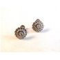 Vintage Sterling Silver & Rhinestone Screw Back Earrings Signed BK