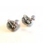 Vintage Sterling Silver & Rhinestone Screw Back Earrings Signed BK
