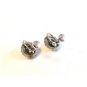 Vintage Sterling Silver & Rhinestone Screw Back Earrings Signed BK