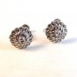 Vintage Sterling Silver & Rhinestone Screw Back Earrings Signed BK