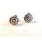 Vintage Sterling Silver & Rhinestone Screw Back Earrings Signed BK