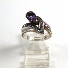 Sterling Silver Amythest Marcasites Ring Size 7