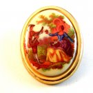 Vintage Portrait of a 17th Century Man Serenading a Lady Brooch