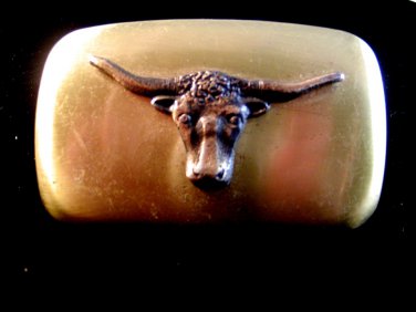 Vintage Cowboy Western Long Horn Belt Buckle Made in U.S.A.