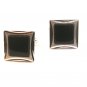 Vintage Silver Tone & Black Cufflinks Signed Swank