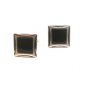 Vintage Silver Tone & Black Cufflinks Signed Swank