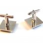 Vintage Silver Tone & Black Cufflinks Signed Swank
