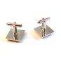 Vintage Silver Tone & Black Cufflinks Signed Swank