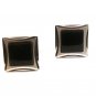Vintage Silver Tone & Black Cufflinks Signed Swank