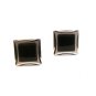 Vintage Silver Tone & Black Cufflinks Signed Swank