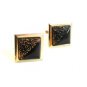 Vintage Silver Tone & Black Carnival Glass Cufflinks