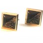 Vintage Silver Tone & Black Carnival Glass Cufflinks