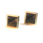 Vintage Silver Tone & Black Carnival Glass Cufflinks