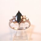 Sterling Silver & Black CZs Ring Size 9