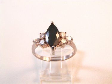 Sterling Silver & Black CZs Ring Size 9
