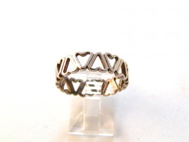 Vintage Sterling Silver Hearts & Hearts Ring Sz 8