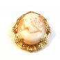 Vintage Gold Tone Shell Cameo Brooch / Pendant