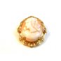 Vintage Gold Tone Shell Cameo Brooch / Pendant