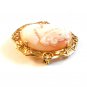 Vintage Gold Tone Shell Cameo Brooch / Pendant