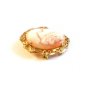 Vintage Gold Tone Shell Cameo Brooch / Pendant