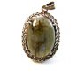 Large Vintage Sterling Silver Moss Agate Pendant